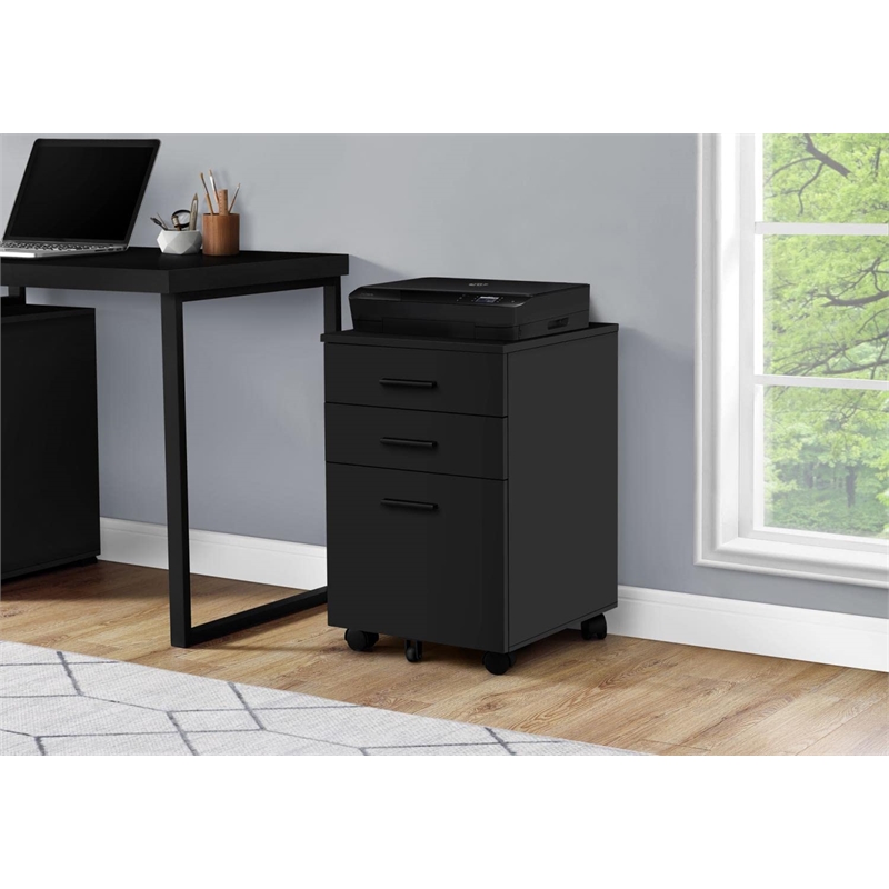 File Cabinet Rolling Mobile Printer Stand Office Work Laminate Black