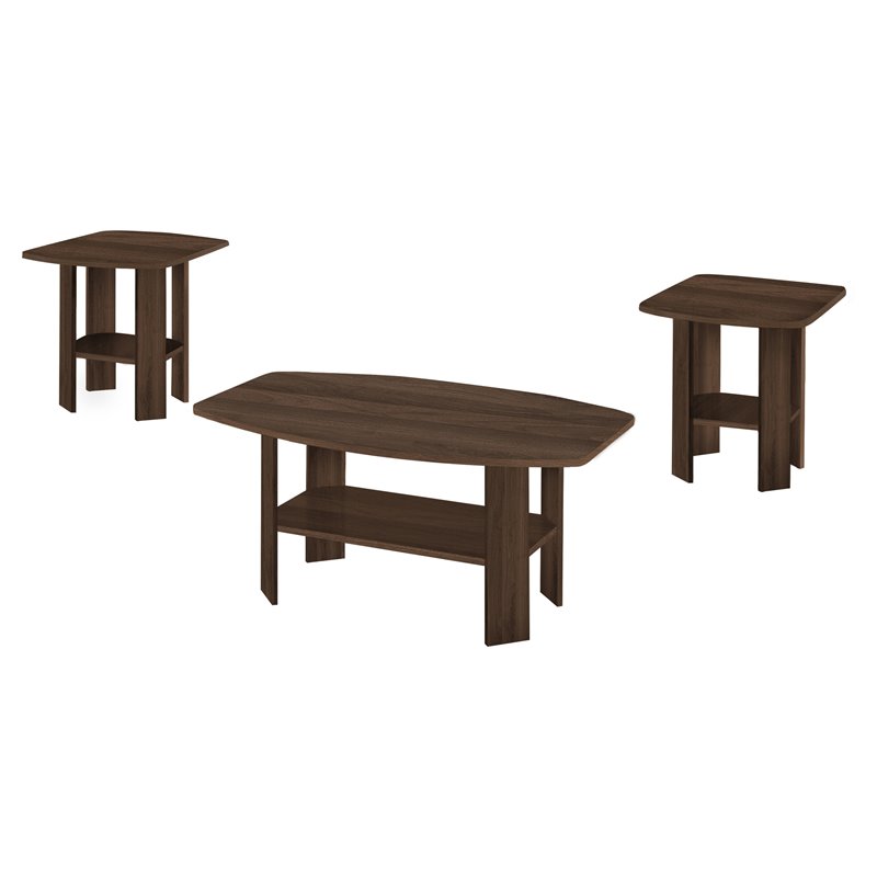 Table Set 3pcs Set Coffee End Side Accent Living Room Laminate Walnut