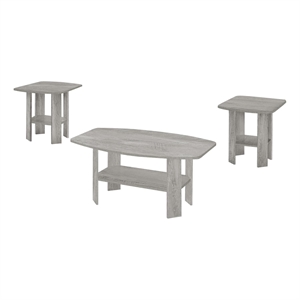 Table Set 3pcs Set Coffee End Side Accent Living Room Laminate Grey