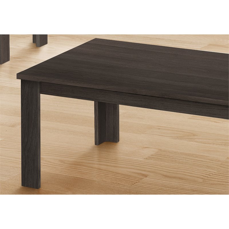 Table Set 3pcs Set Coffee End Side Accent Living Room Laminate Brown