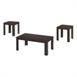 Table Set 3pcs Set Coffee End Side Accent Living Room Laminate Brown