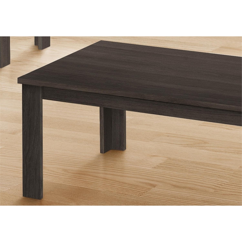Table Set 3pcs Set Coffee End Side Accent Living Room Laminate Brown