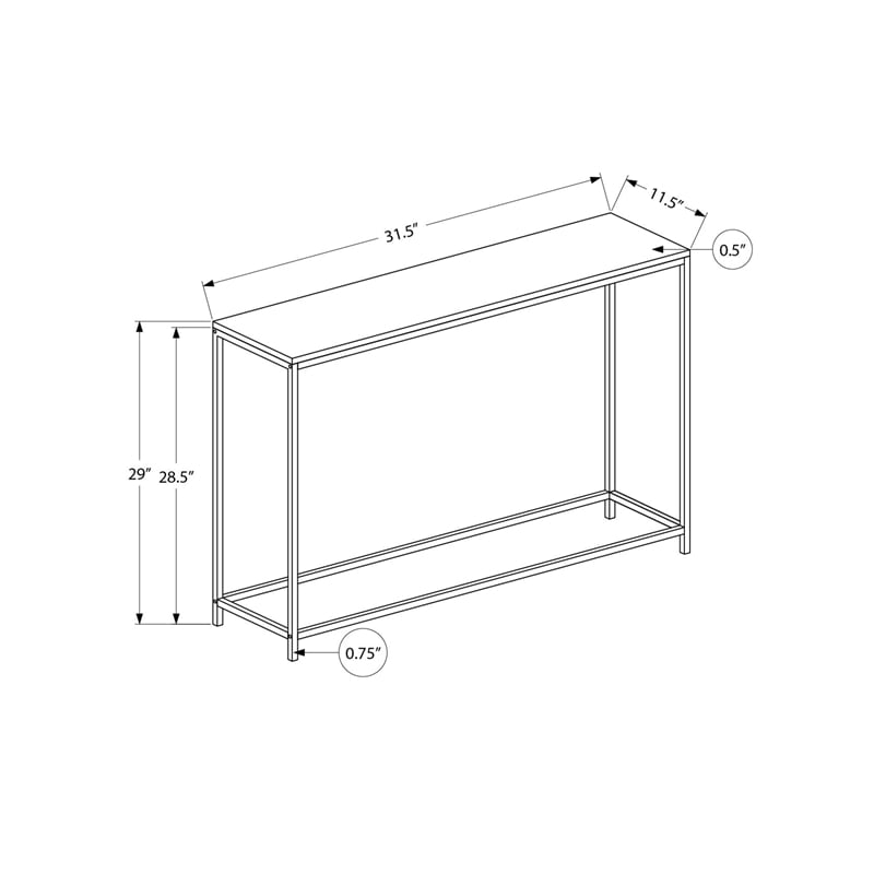 Accent Table - Console - Narrow - Sofa - Bedroom - White Marble Look Laminate
