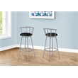 Bar Stool - Set Of 2 - Swivel - Bar Height - Grey Metal - Black Leather Look