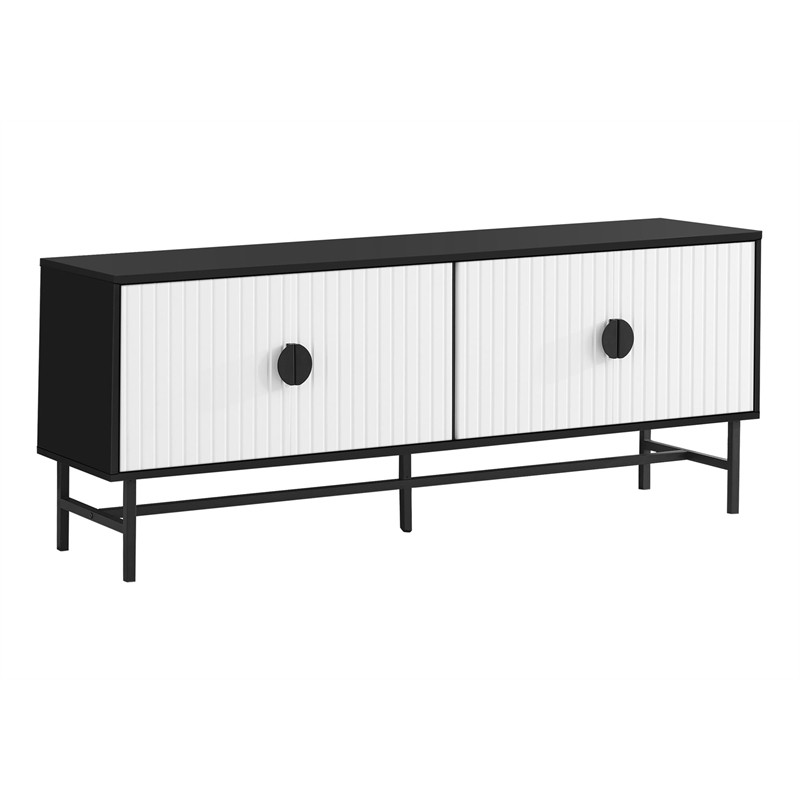 Tv Stand - 60 Inch - Console - Bedroom - Black And White Laminate