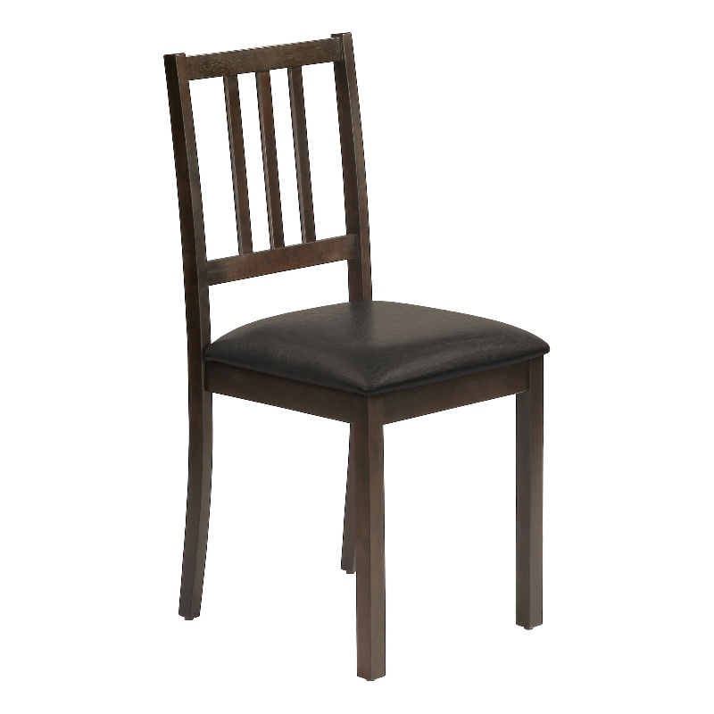 Dining Chair - Set Of 2 - Side - Upholstered - Kitchen - Brown Leather Look