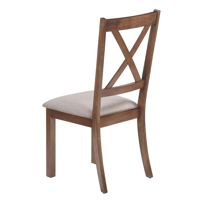 Dining Chair - Set Of 2 - Side - Upholstered - Kitchen - Brown Fabric