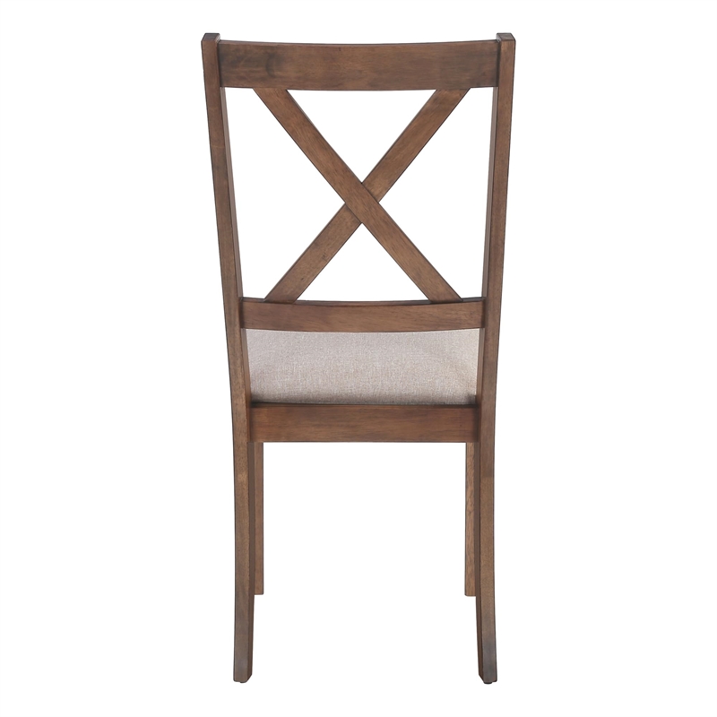 Dining Chair - Set Of 2 - Side - Upholstered - Kitchen - Brown Fabric