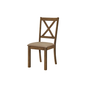 Dining Chair - Set Of 2 - Side - Upholstered - Kitchen - Brown Fabric