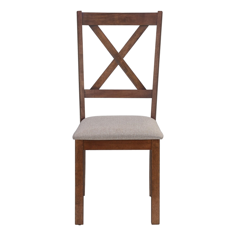 Dining Chair - Set Of 2 - Side - Upholstered - Kitchen - Brown Fabric