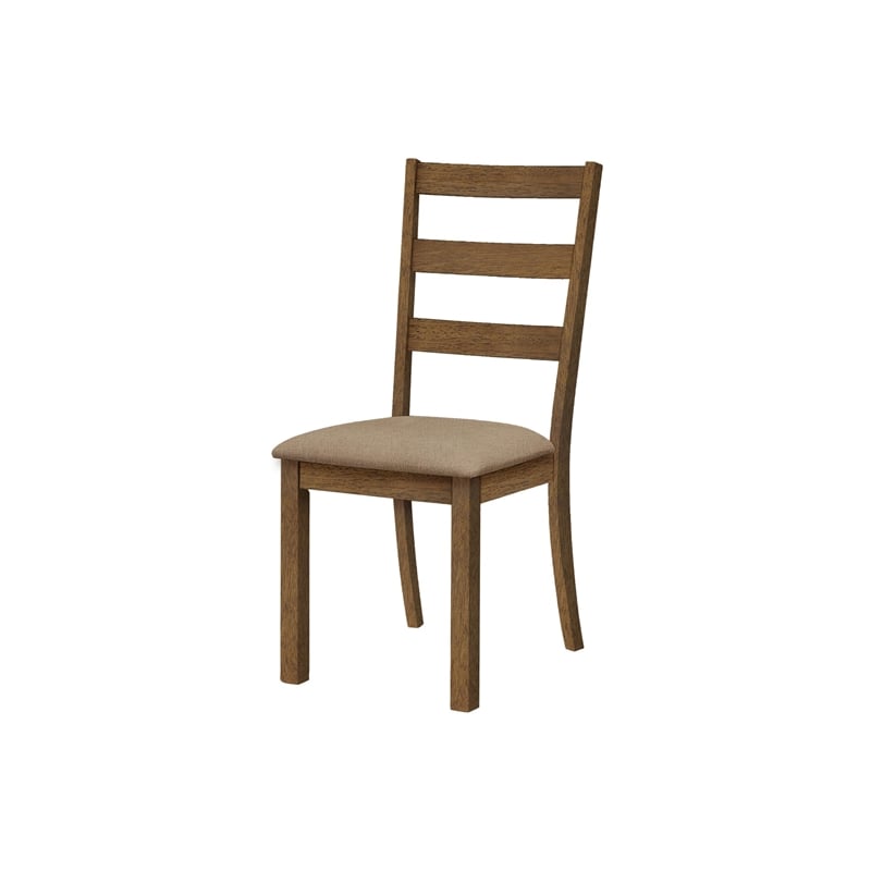 Dining Chair - Set Of 2 - Side - Kitchen - Dining Room - Brown Fabric