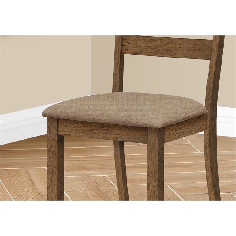 Dining Chair - Set Of 2 - Side - Kitchen - Dining Room - Brown Fabric