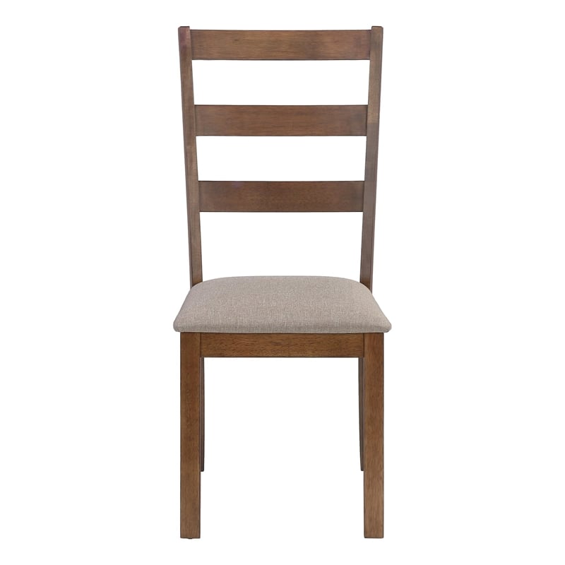 Dining Chair - Set Of 2 - Side - Kitchen - Dining Room - Brown Fabric