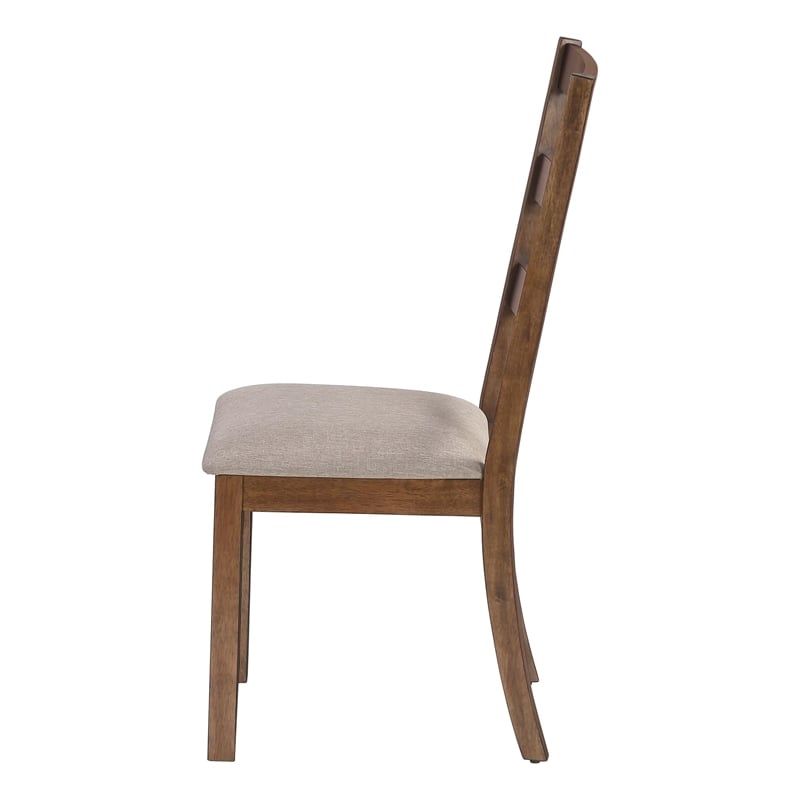 Dining Chair - Set Of 2 - Side - Kitchen - Dining Room - Brown Fabric