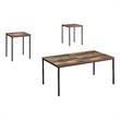 Table Set - 3pcs Set - Coffee - End - Black Metal - Brown Reclaimed Laminate