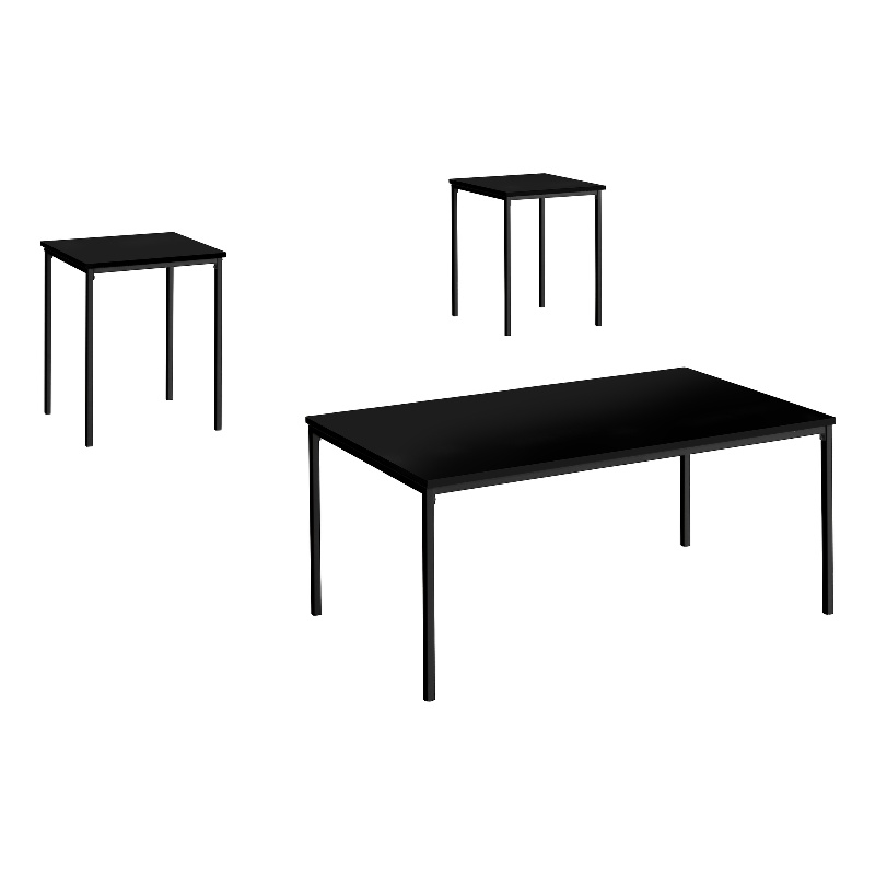Table Set - 3pcs Set - Coffee - End - Black Metal - Black Laminate