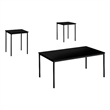 Table Set - 3pcs Set - Coffee - End - Black Metal - Black Laminate