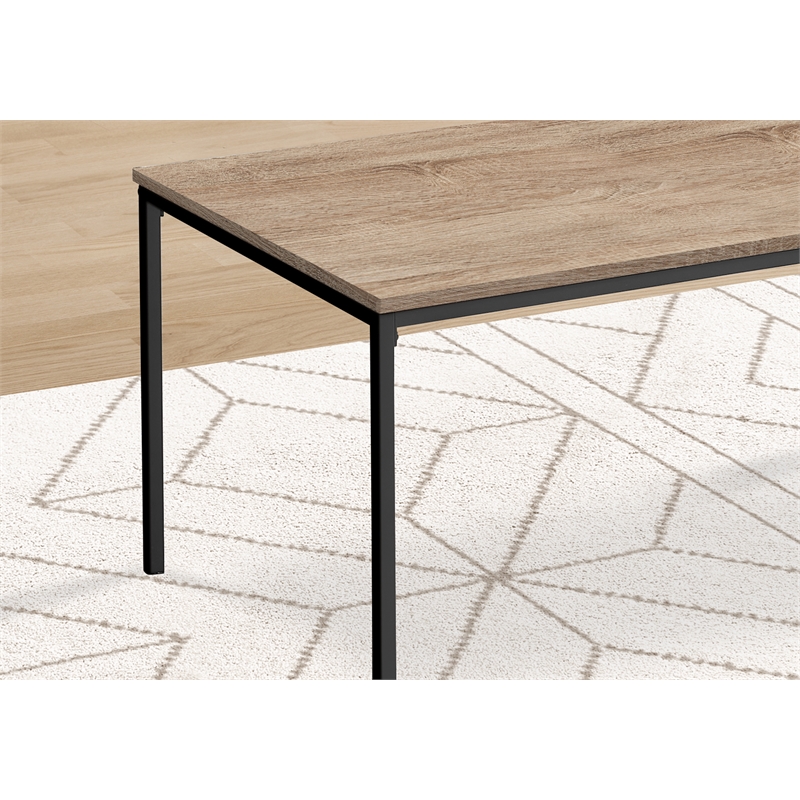 Table Set - 3pcs Set - Coffee - End - Black Metal - Dark Taupe Laminate