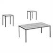 Table Set - 3pcs Set - Coffee - End - Black Metal - Gray Laminate