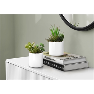 Artificial Plant - 7&quot Tall - Indoor - Table - Potted - Set Of 2 - Green Plants