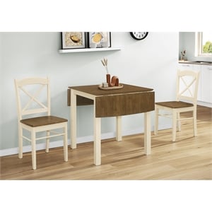 Dining Table - 48&quot Rectangular - Small - Kitchen - Drop Leaf - Oak And Cream
