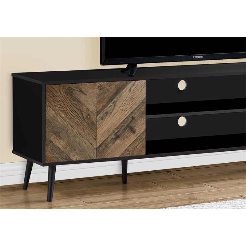Tv Stand - 72 Inch - Console - Bedroom - Brown And Black Laminate