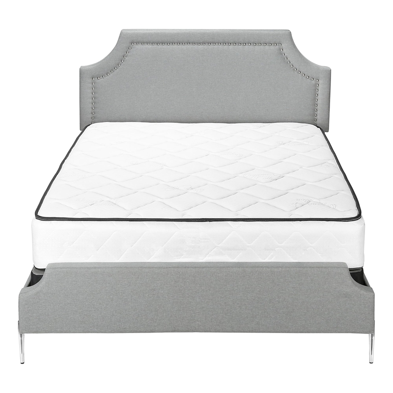 Bed - Queen Size - Bedroom - Upholstered - Gray Linen Look