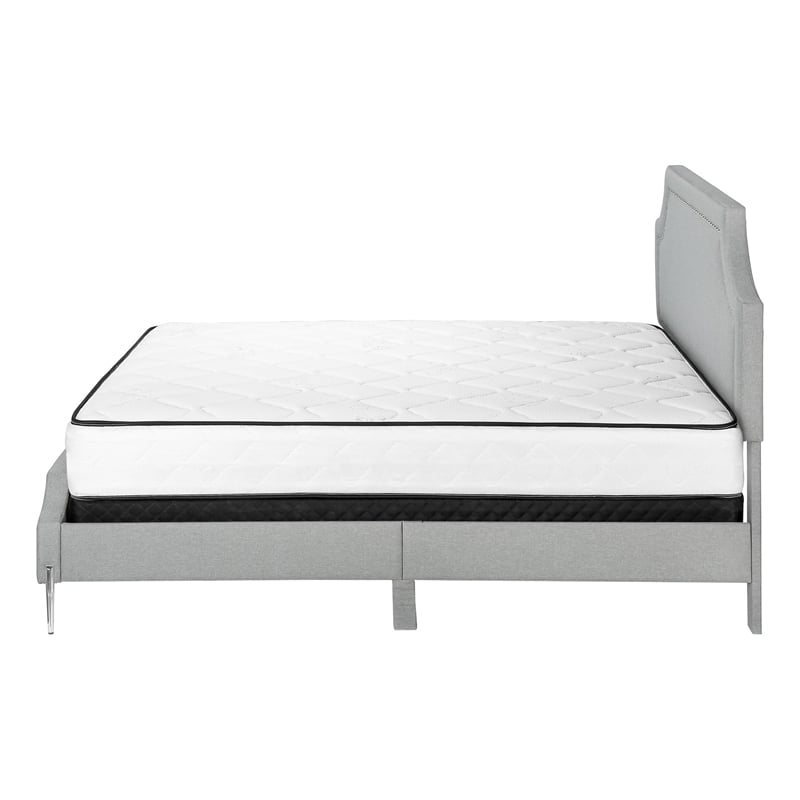 Bed - Queen Size - Bedroom - Upholstered - Gray Linen Look