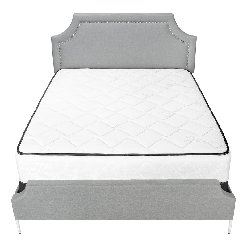 Bed - Queen Size - Bedroom - Upholstered - Gray Linen Look