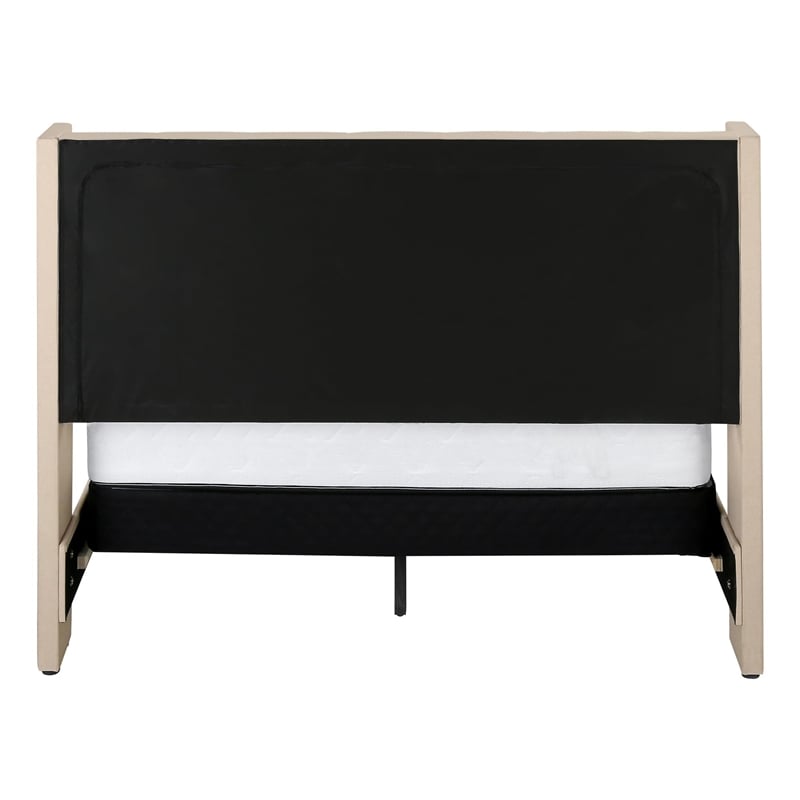 Bed - Queen Size - Bedroom - Upholstered - Beige Linen Look