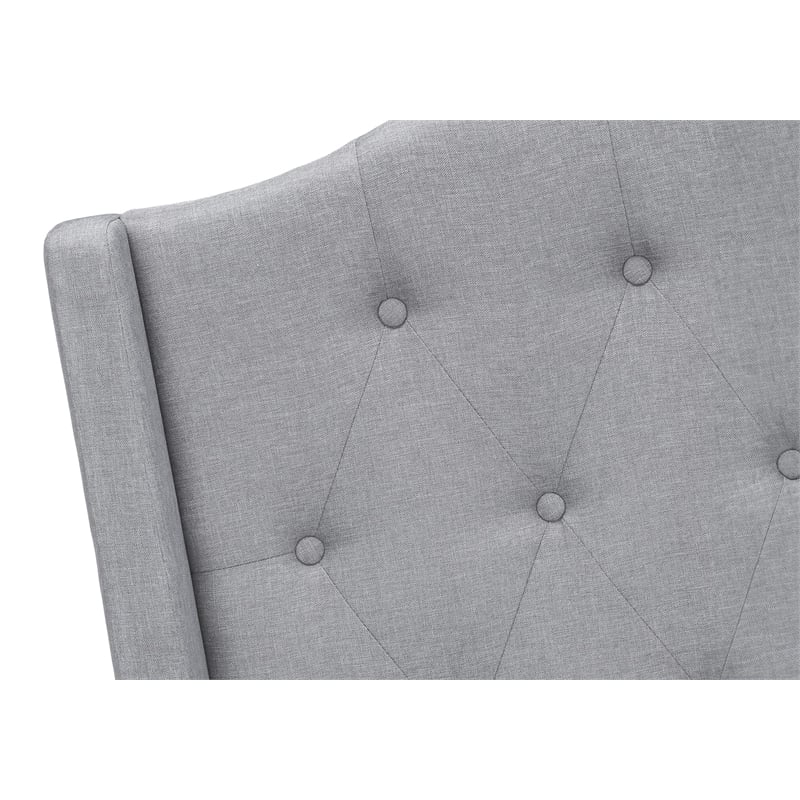 Bed - Queen Size - Bedroom - Upholstered - Gray Linen Look