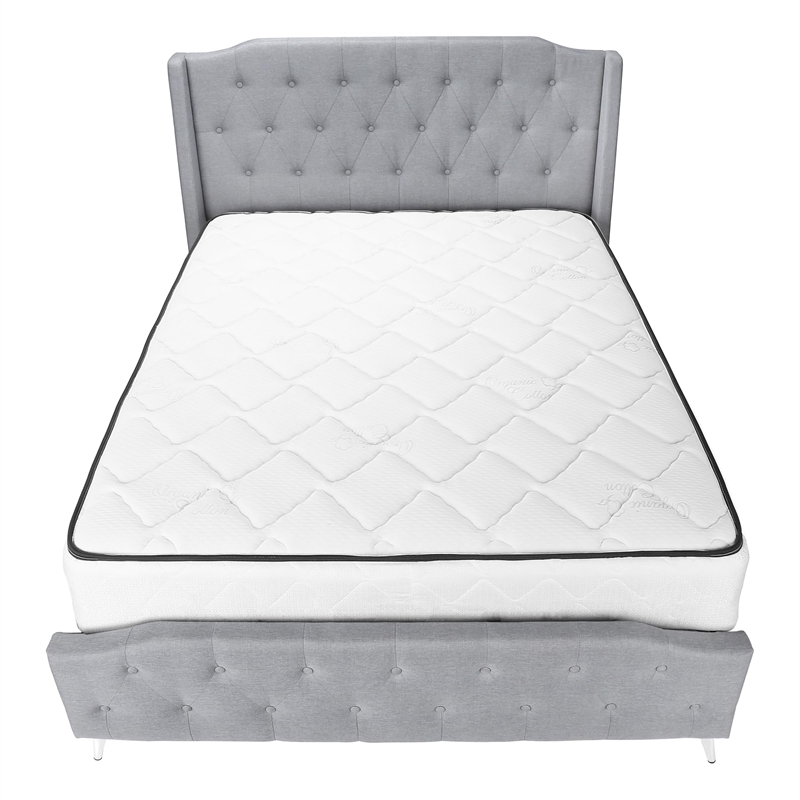 Bed - Queen Size - Bedroom - Upholstered - Gray Linen Look