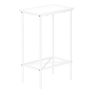 Accent Table - Side - End - Narrow - Small - 2 Tier - Bedroom - White Laminate