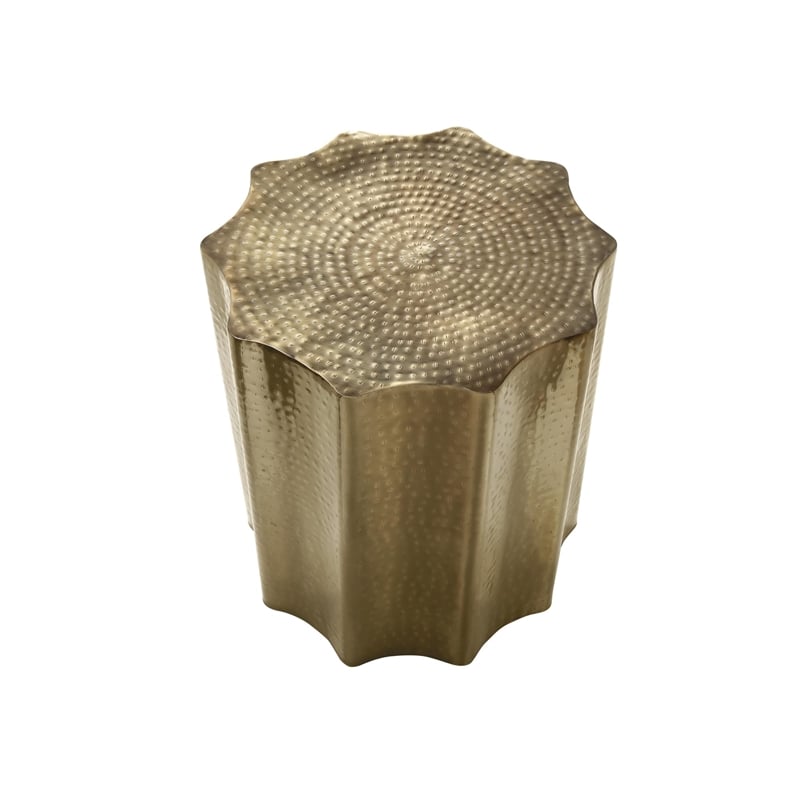 Accent Table - Drum - Side - End - Nightstand - Lamp - Bedroom - Gold Metal