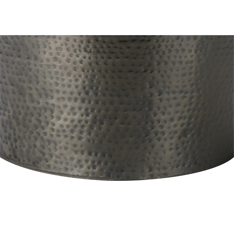 Accent Table - Drum - Side - End - Nightstand - Lamp - Bedroom - Grey Metal