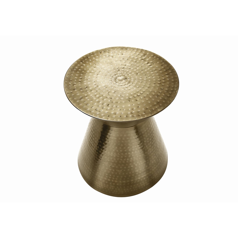 Accent Table - Drum - Side - End - Nightstand - Lamp - Bedroom - Gold Metal