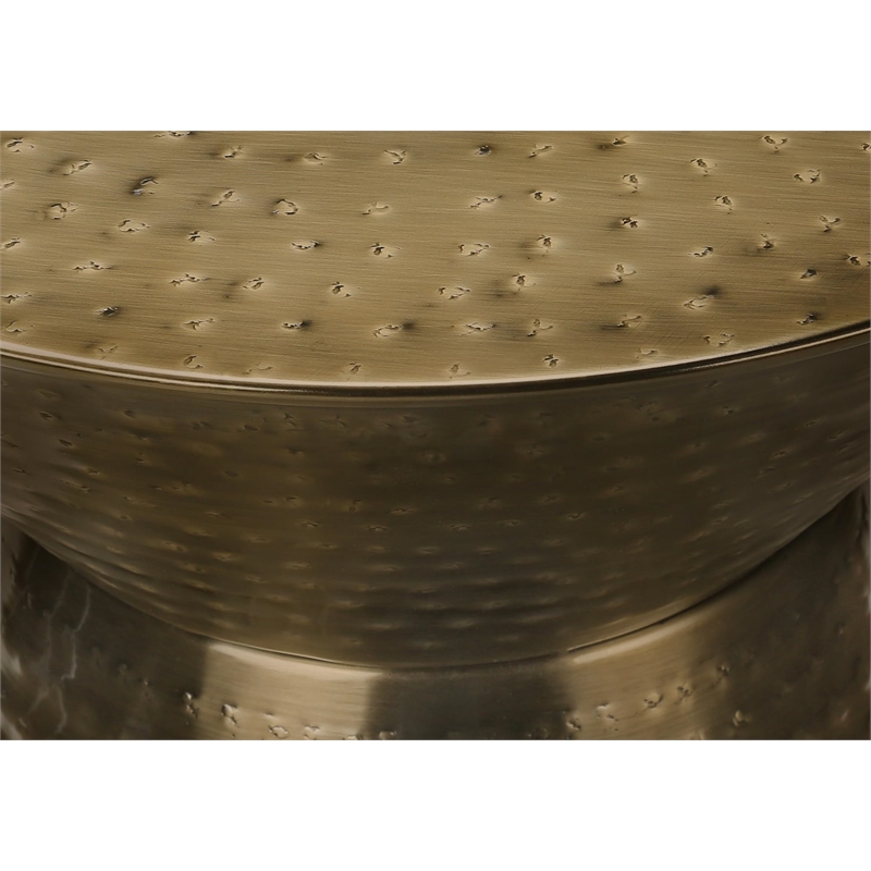 Accent Table - Drum - Side - End - Nightstand - Lamp - Bedroom - Gold Metal