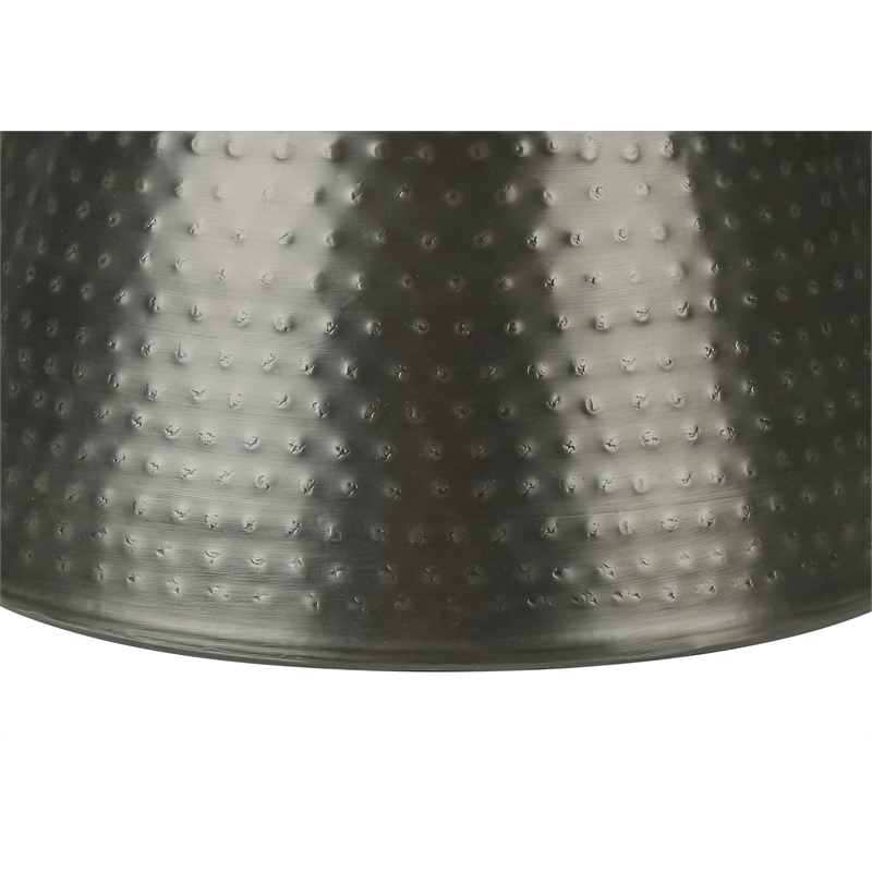 Accent Table - Drum - Side - End - Nightstand - Lamp - Bedroom - Grey Metal