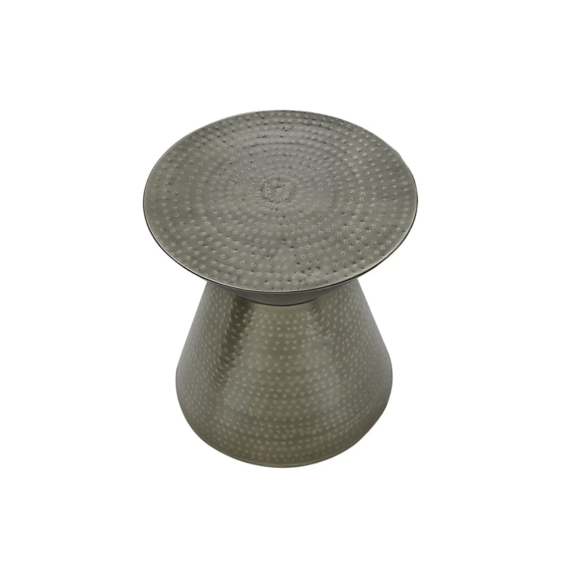 Accent Table - Drum - Side - End - Nightstand - Lamp - Bedroom - Grey Metal