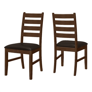 Set of 2 Dining Chairs - 37&quotH - Upholstered Brown Leather Look