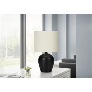 Lighting - 17&quoth Table Lamp - Black Ceramic Base - Ivory Shade - Transitional
