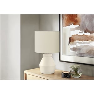 Lighting - 17&quoth Table Lamp - Cream Ceramic Base - Ivory Shade - Modern Style