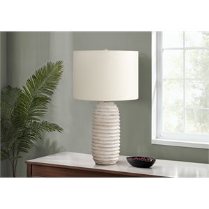 Lighting - 28&quoth Table Lamp - Cream Resin Base - Ivory Shade - Transitional