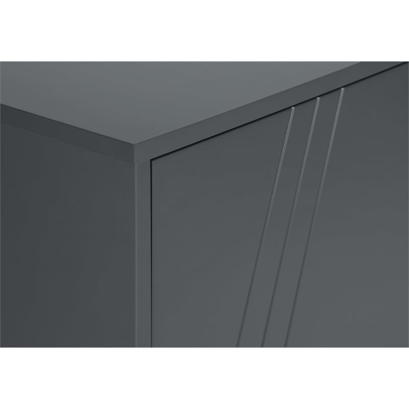 Tv Stand - 60 Inch Console With Storage - Gray Laminate - Black Metal