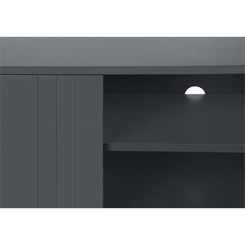 Tv Stand - 60 Inch Console With Storage - Gray Laminate - Black Metal