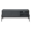 Tv Stand - 60 Inch Console With Storage - Gray Laminate - Black Metal