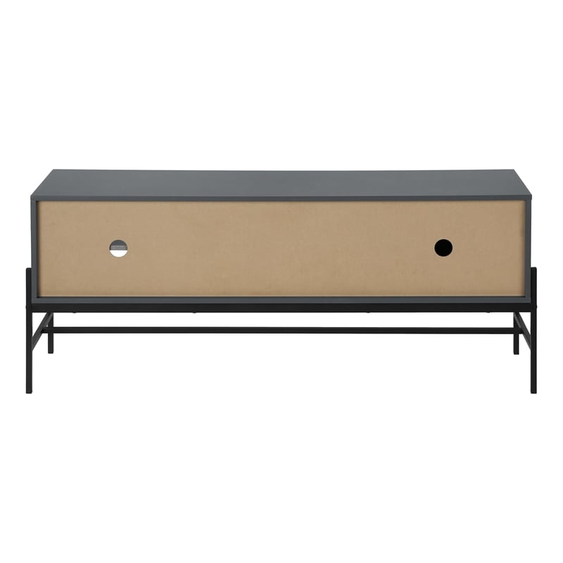 Tv Stand - 60 Inch Console With Storage - Gray Laminate - Black Metal