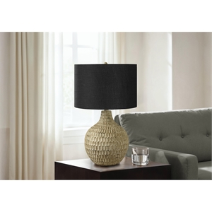 Lighting - 25&quoth Table Lamp - Black Shade - Brown Resin - Contemporary