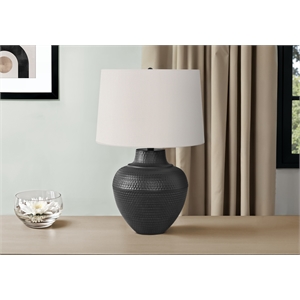 Lighting - 26&quoth Table Lamp - Black Metal - Ivory Shade - Transitional