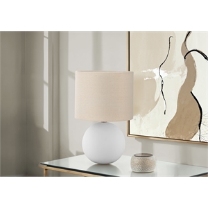 Lighting - 16&quoth Table Lamp - Cream Ceramic - Cream Drum Shade - Contemporary